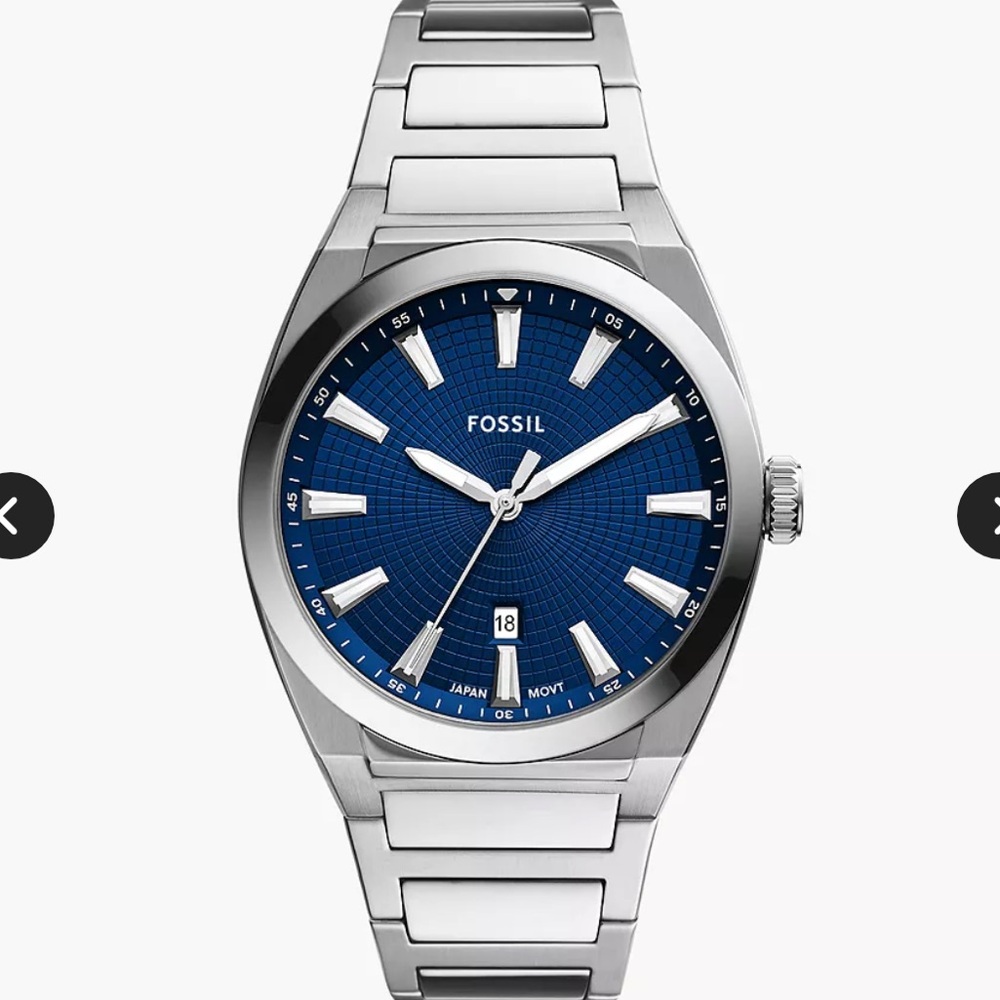 Brand New Fossil Everett Three-Hand Date Stainless Steel Watch
